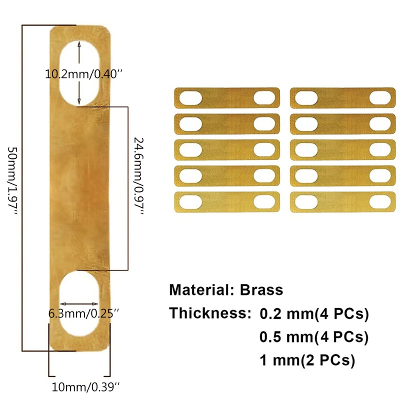 Đệm Đồng Thau 0 2mm 0 5mm 1mm Thay Thế Cho Cần Đàn Guitar Bass Bolt-on