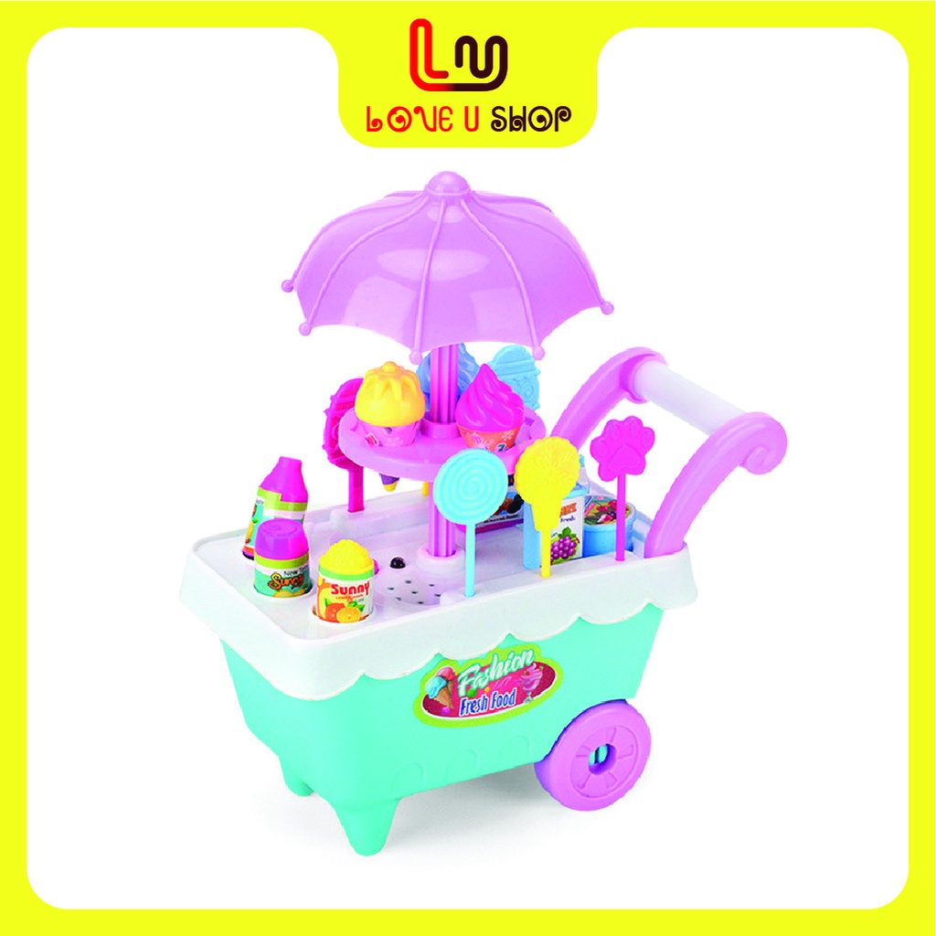 Đồ chơi xe đẩy bán kem, xe đẩy bán đồ ăn lớn