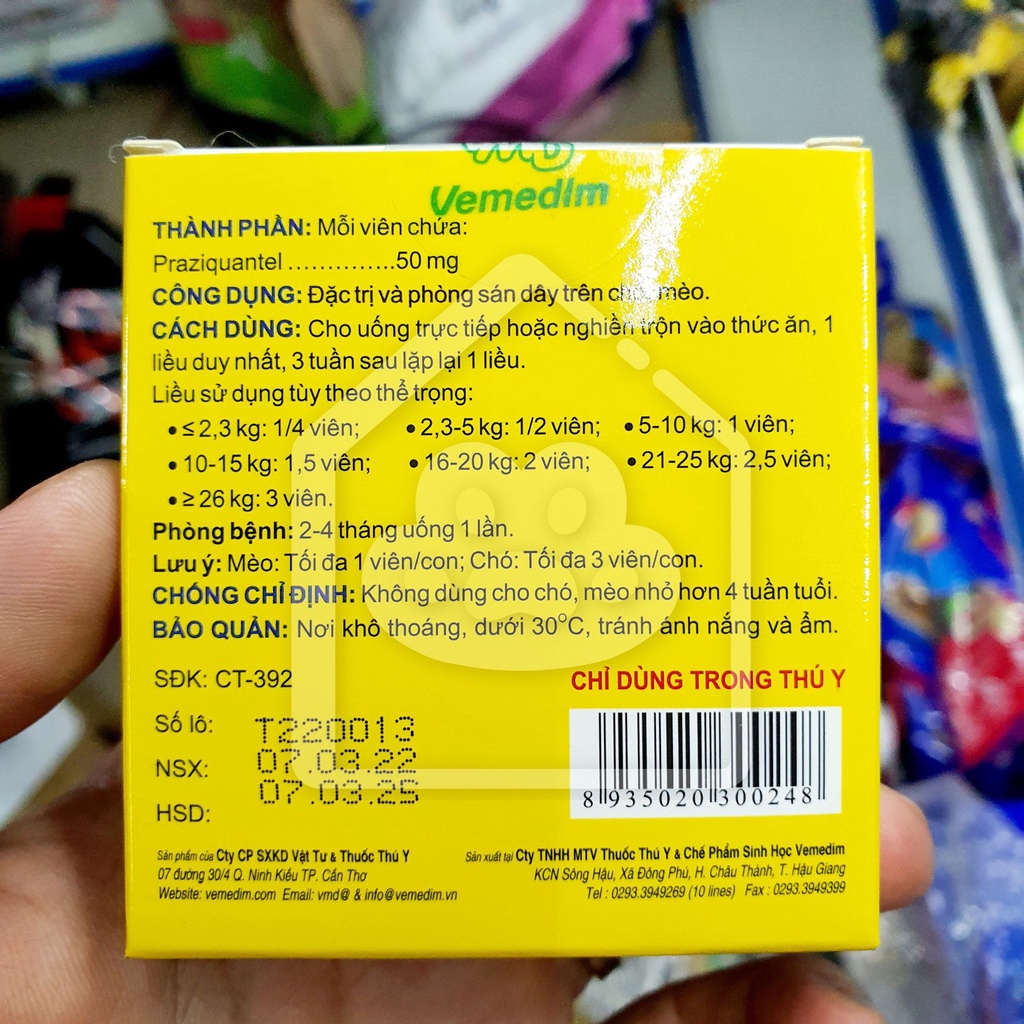 Viên uống Ceztopet Vemedim phòng sán dây cho chó mèo - Bivido