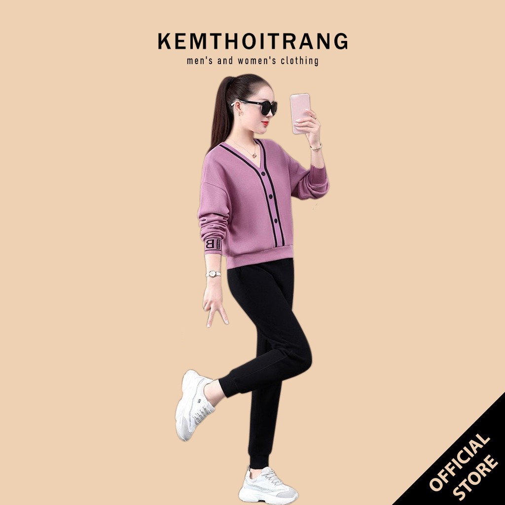 Bộ đồ thu đông nữ cao cấp - Bộ quần áo chất nỉ da cá đẹp giá mềm