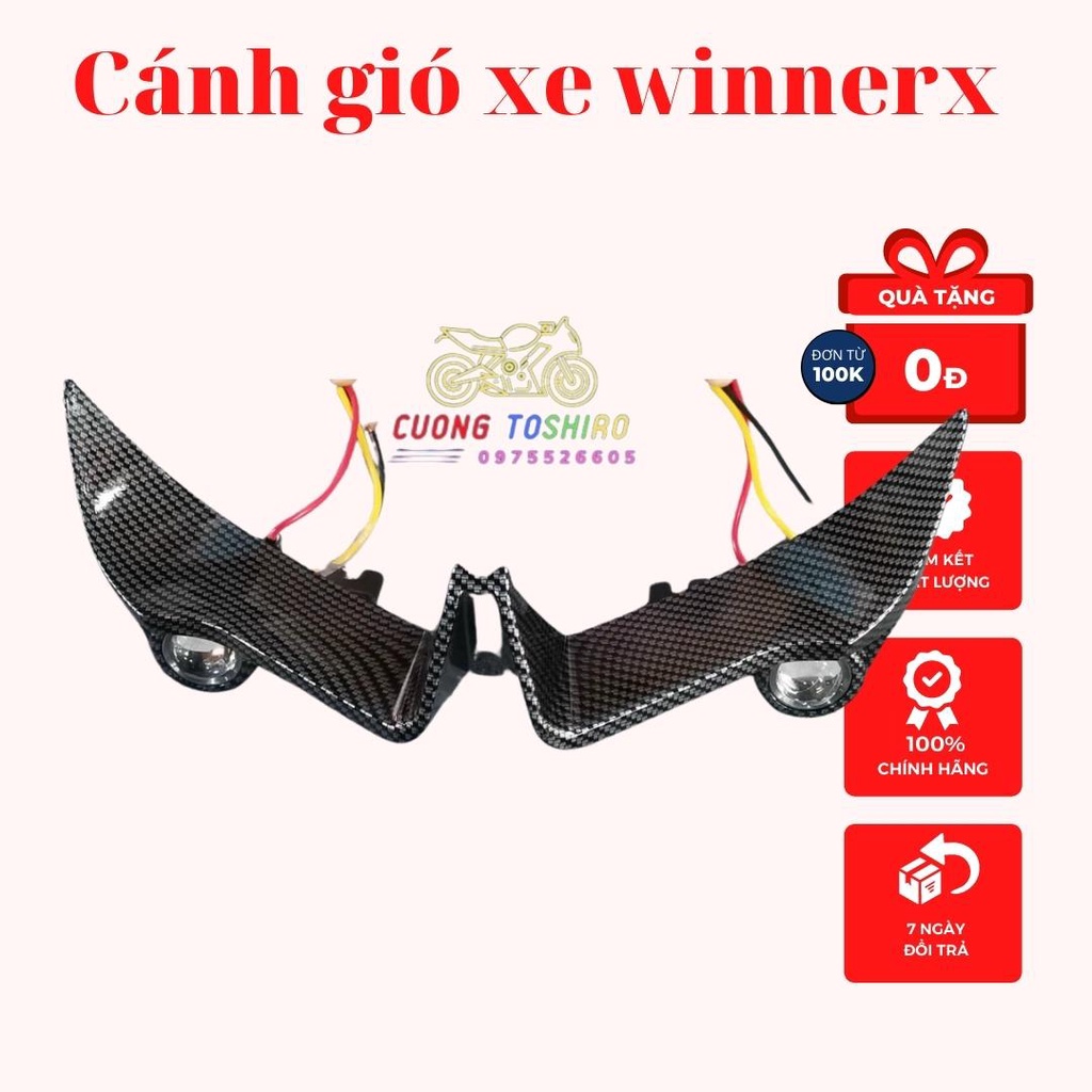 Cánh gió gắn đèn lắp cho xe winnerx đèn pha sáng 2 màu trắng vàng siêu sáng làm đẹp xe bảo hành 1 năm