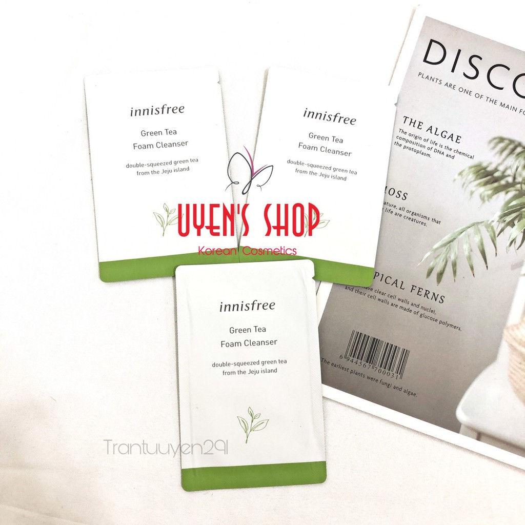 Sample sữa rửa mặt Innisfree Green Tea Foam Cleanser _ 3ml