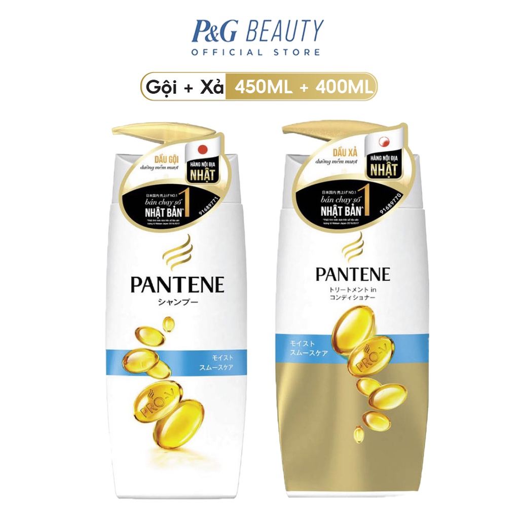 Combo Dầu gội PANTENE Nội Địa Nhật Bản 450ml & dầu xả 400ml dưỡng mềm mượt