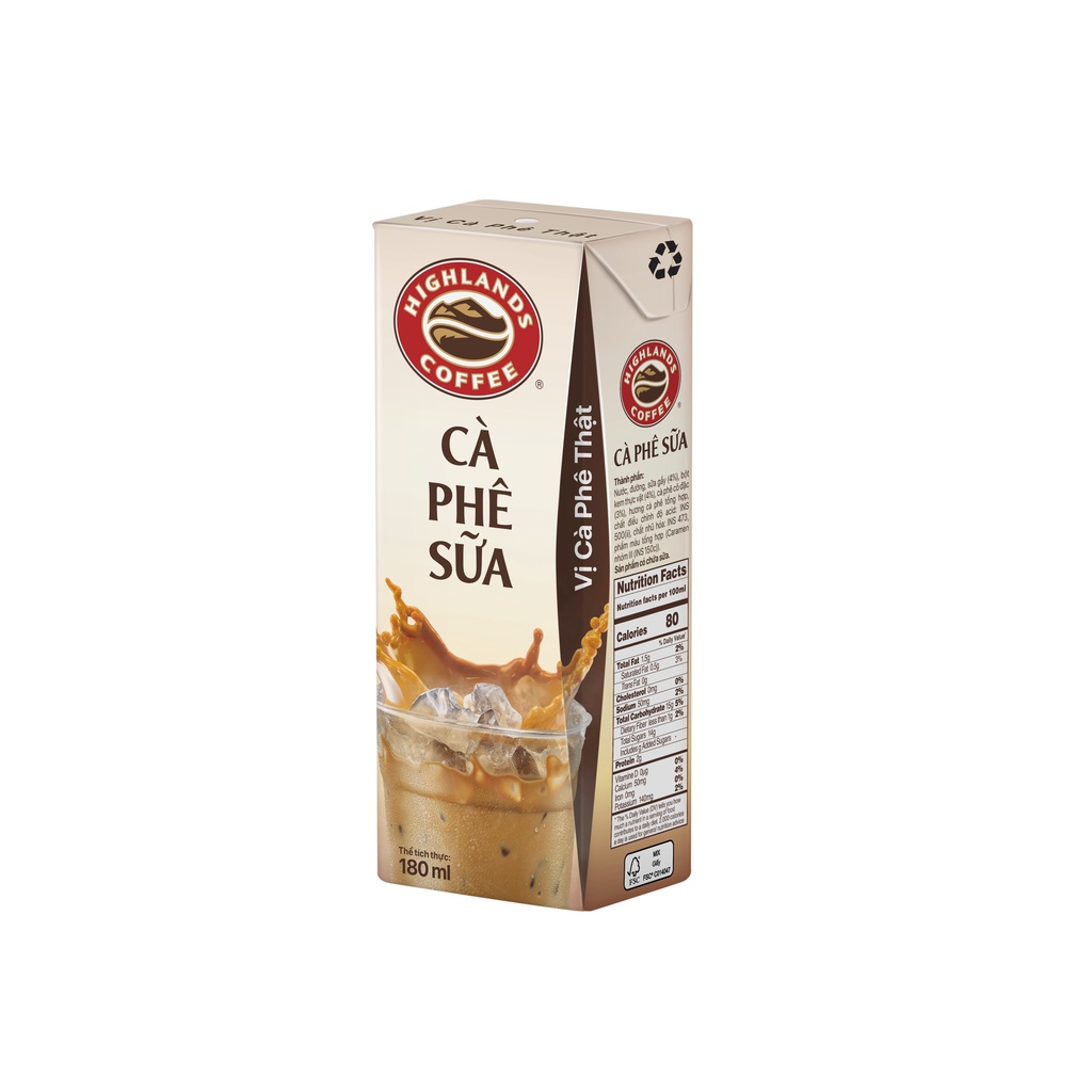 [SenXanh Emart] Thùng 48 hộp Cà phê Sữa Tetra Pack Highlands coffee 180ml