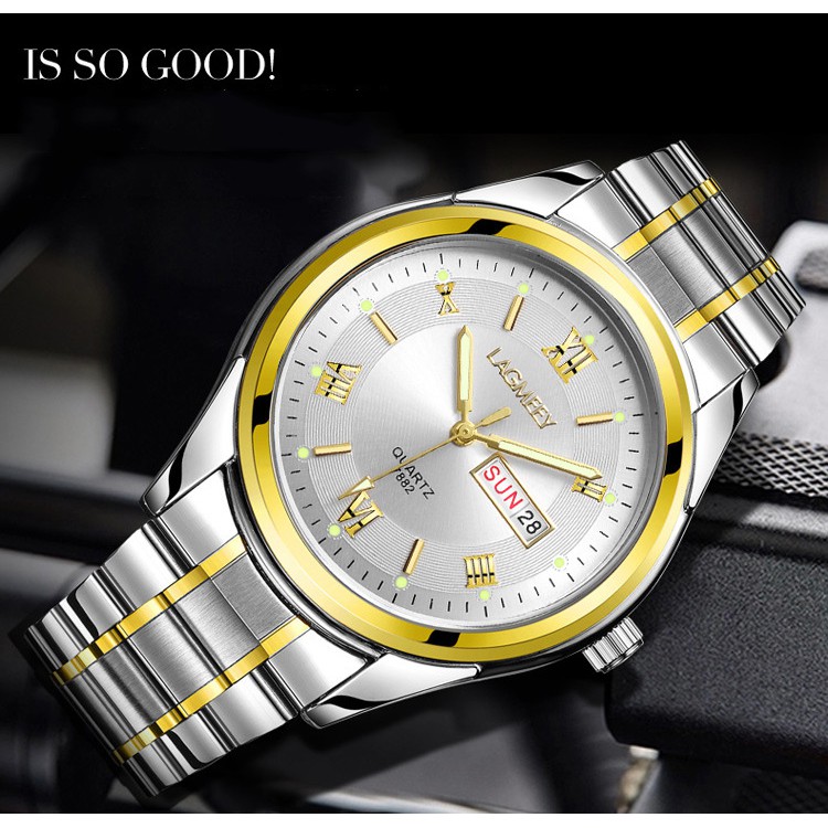 (New Arrival) ĐỒng Hồ Nam Chạy 2 Lịch LAGMEEY Phiên Bản Doanh Nhân 2018 Dây Thép Không gỉ Cao Cấp | BigBuy360 - bigbuy360.vn