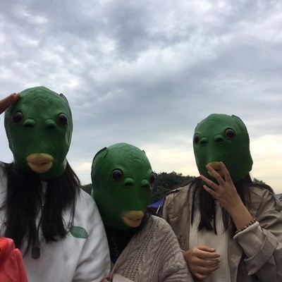 Mặt Nạ Hóa Trang Đầu Cá xanh hóa trang Halloween