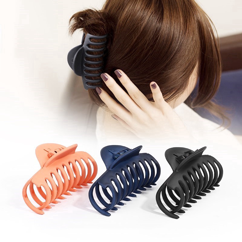 Kẹp tóc càng cua cỡ lớn bằng acrylic phối màu trơn đơn giản cho nữ