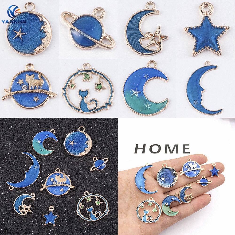 Set 8 Mặt Dây Chuyền / Khuyên Tai Hình Mặt Trăng / Ngôi Sao