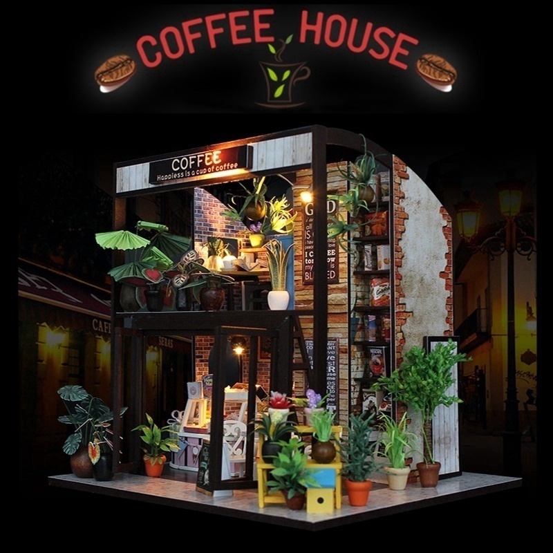 Music LED Light Provence Dollhouse DIY Kit Wooden Doll House Model