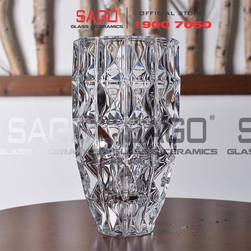Bình Hoa Thủy Tinh Kim Cương Cao Cấp cao 25cm , 30cm  | Tùy Chọn Size , Lọ Hoa Thủy tinh Cao cấp