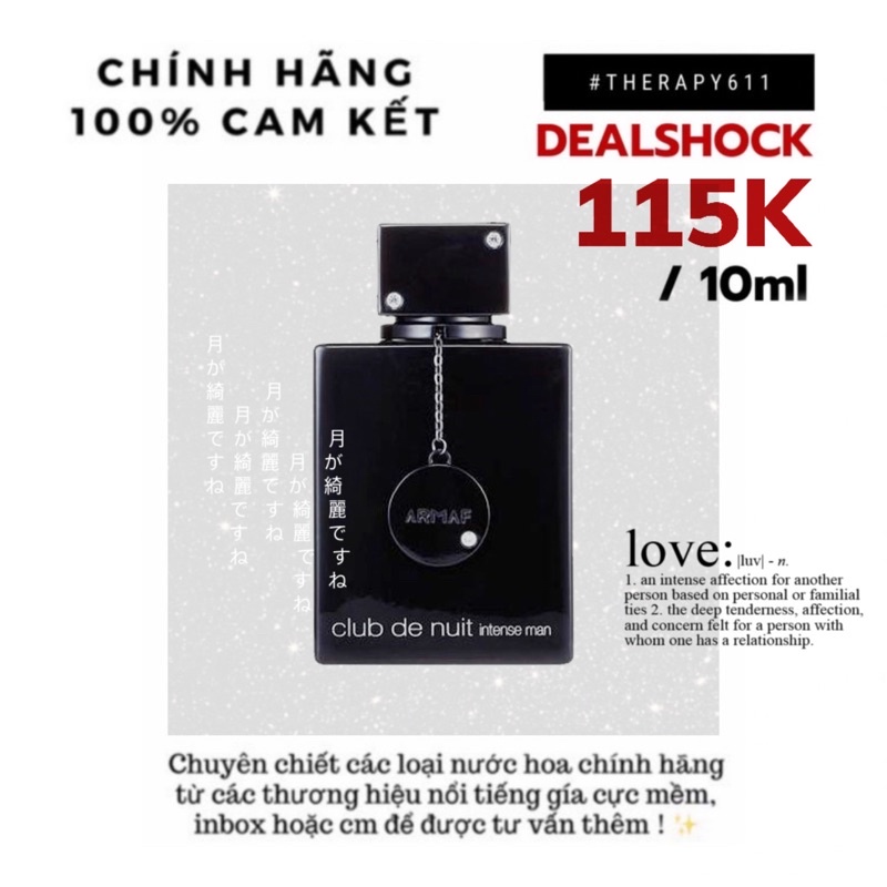 [𝗦𝗔𝗟𝗘]..::✨Nước hoa Club De Nuit Intense EDP (5ml/10ml/20ml)✨::.. | Thế Giới Skin Care