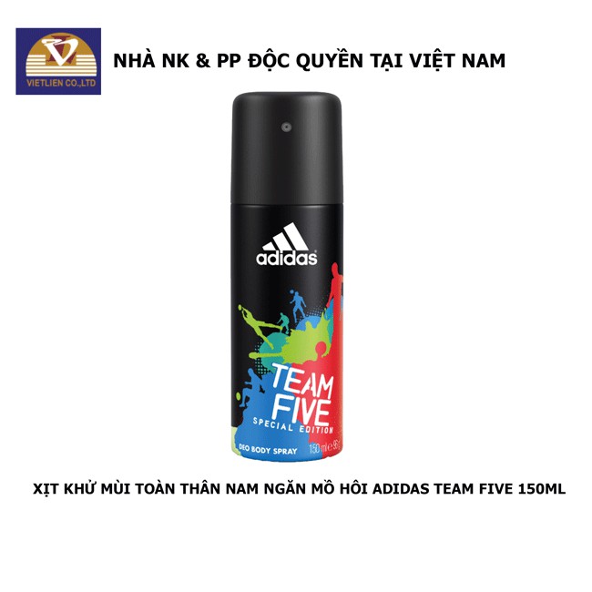 Xịt Khử Mùi Toàn Thân Nam Adidas Team Five 150ml - Hàng chính hãng