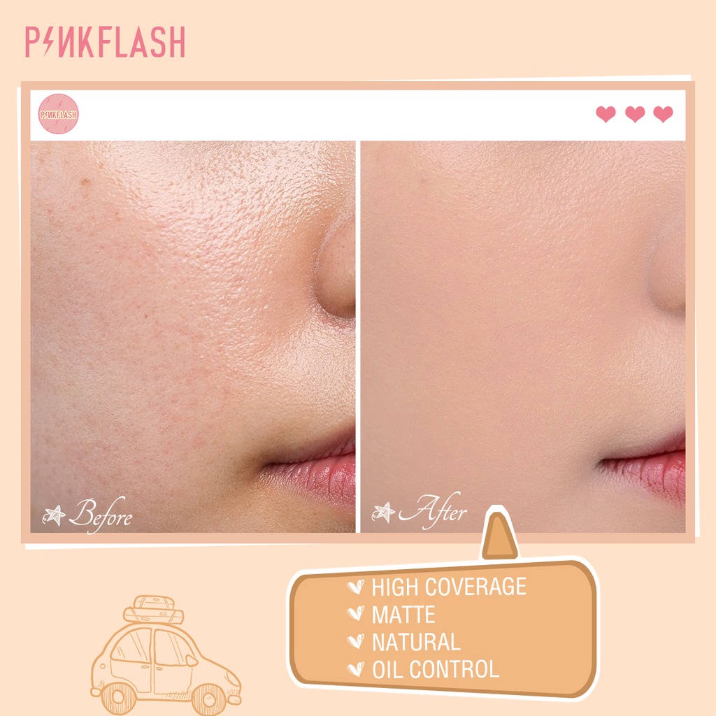 [Hàng mới về] Kem nền Pinkflash OhMySelf màu lì che phủ toàn diện chống thấm nước dưỡng ẩm