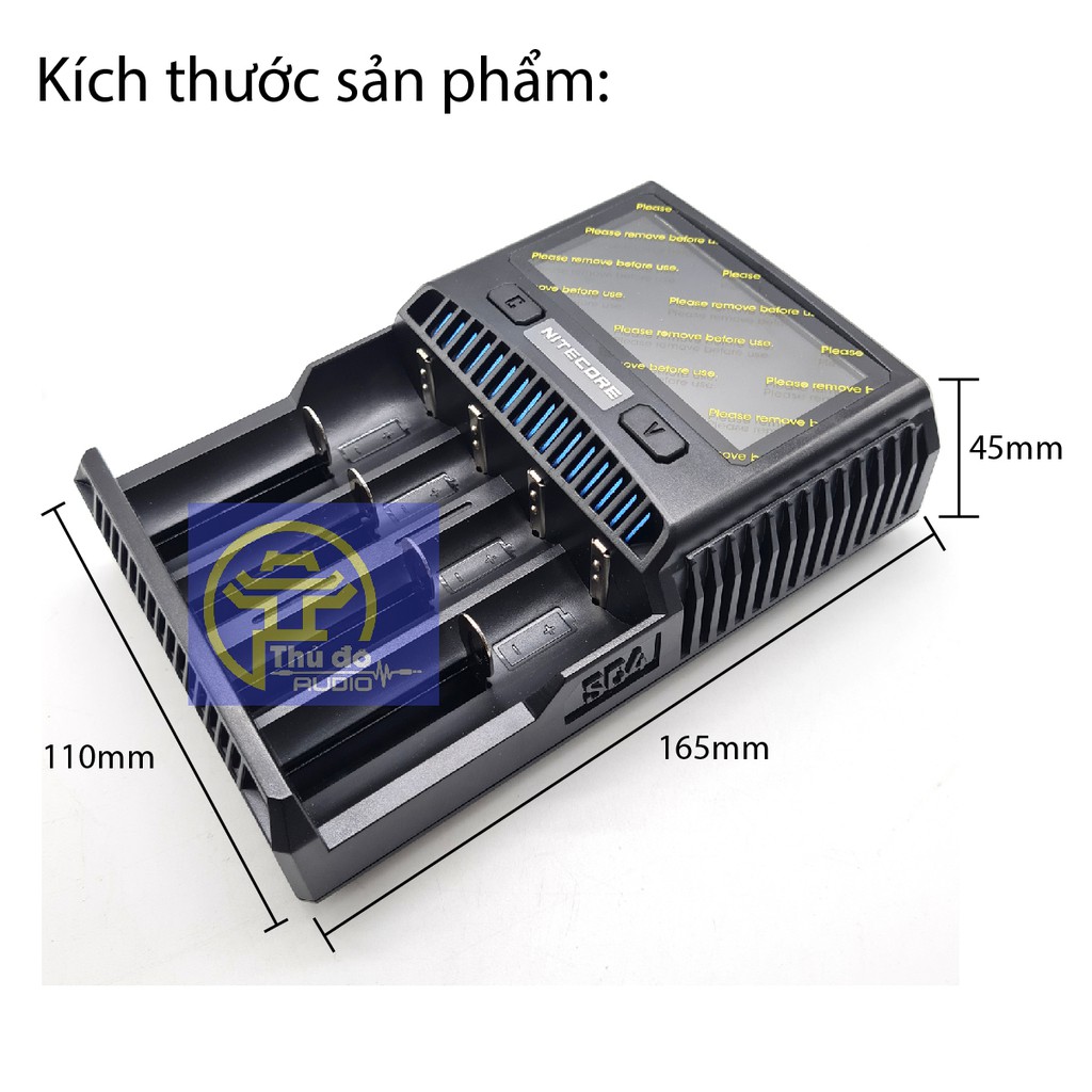 Bộ Sạc pin thông minh siêu nhanh 6A Nitecore SC4, hiển thị thông số pin