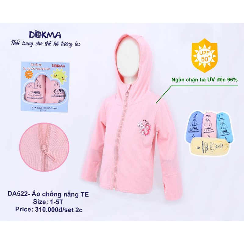 Áo chống nắng Dokma 1-5 tuổi, áo khoác cotton bé trai, bé gái chính hãng