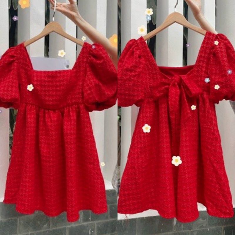 Đầm xốp bbd nơ lưng