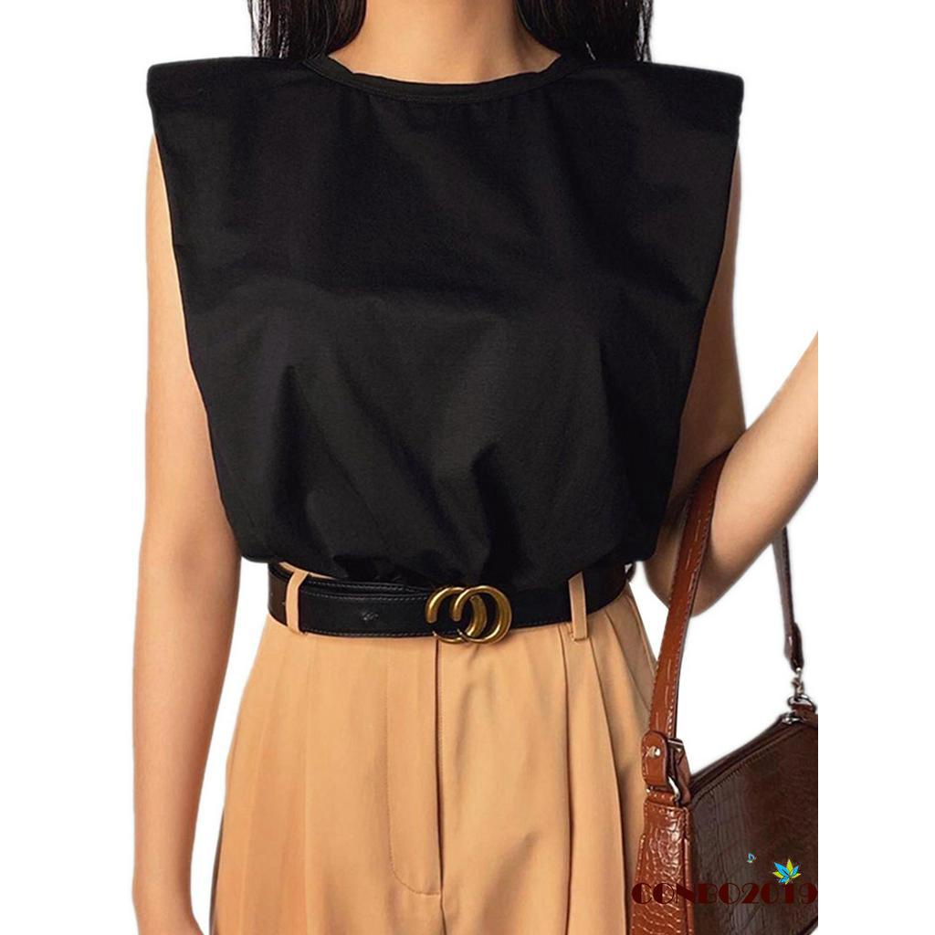 Áo Thun Không Tay Cổ Tròn Màu Trơn Thời Trang Cho Nữ