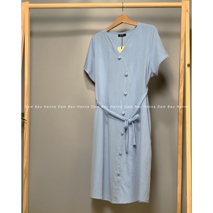 [HANNA] Đầm bầu công sở cao cấp vải đũi cotton cao cấp 1 lớp mềm mát mùa hè CÓ 3 SIZE 40-78KG fom A mặc bầu và sau sinh