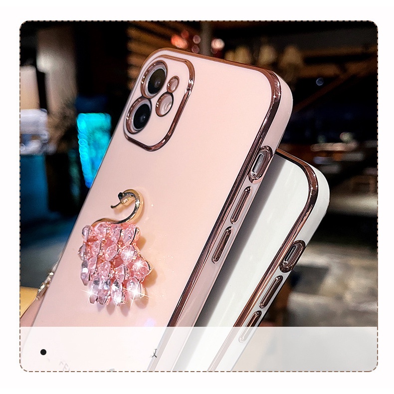 Ốp Lưng Thiên Nga Đính Đá Pha Lê Và Ngọc Trai Giả Cho oppo reno 8t 8 8z 7 4g 7z 5g 6z 6 pro 5 5f 4 4f 3 2 2f