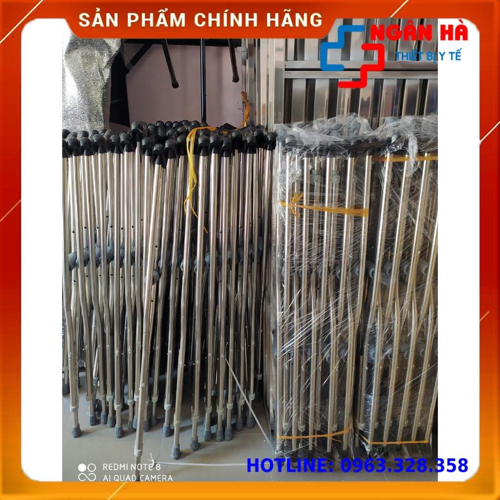 Nạng inox, nạng tập đi có điều chỉnh chiều cao có đệm chống trượt - [Hàng công ty]