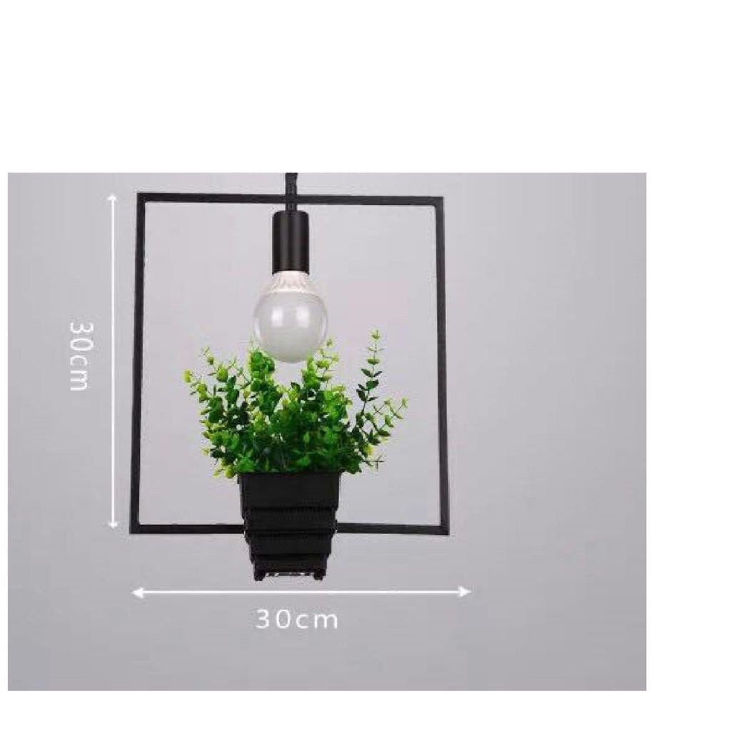 Đèn thả gắn chậu cây hình vuông tặng bóng LED