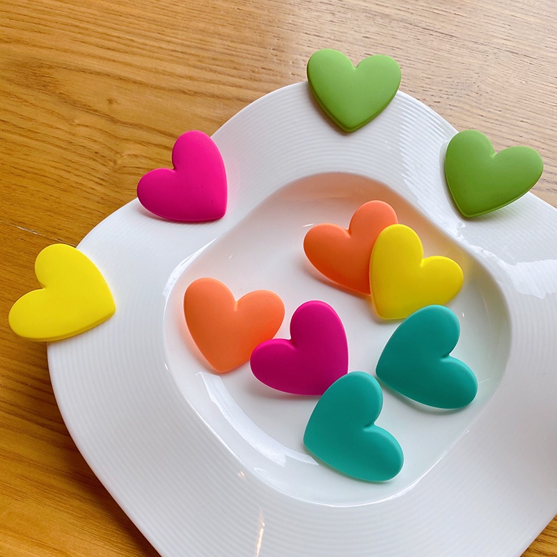 1 đôi bông tai hình trái tim bằng acrylic màu kẹo dễ thương thời trang cho nữ