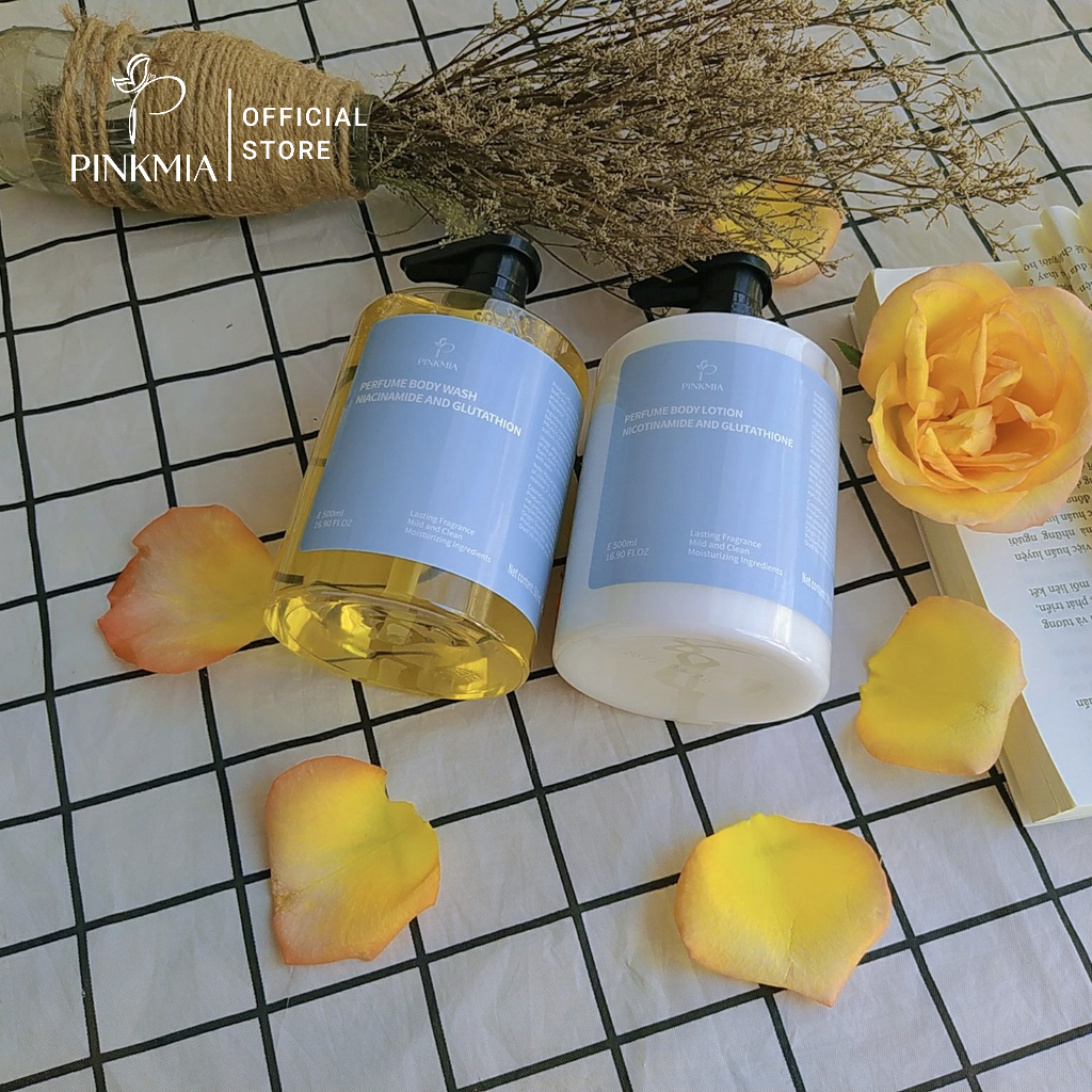 Sữa Tắm Trắng Nước Hoa, Sữa Dưỡng Thể Cấp Ẩm Làm Trắng Nicotinamide Pinkmia - 500ml