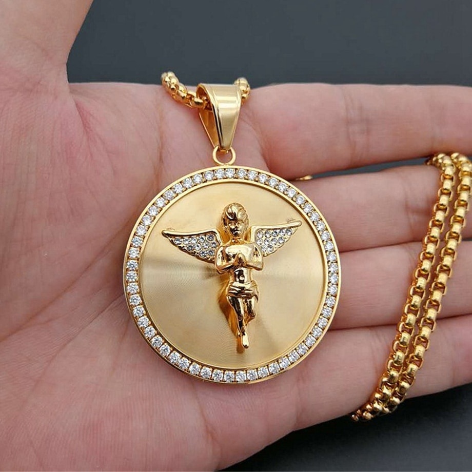 Dây chuyền mặt hình cánh thiên thần phong cách hip hop cá tính cho nam và nữ