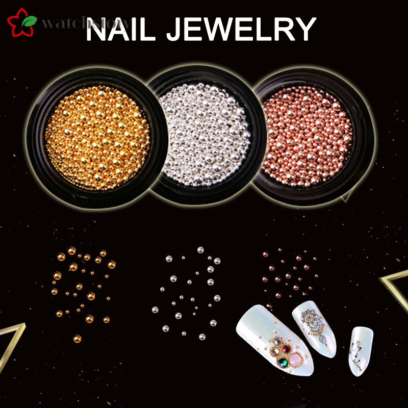 Bộ hạt kim loại màu vàng/bạc dùng trang trí móng tay nghệ thuật DIY