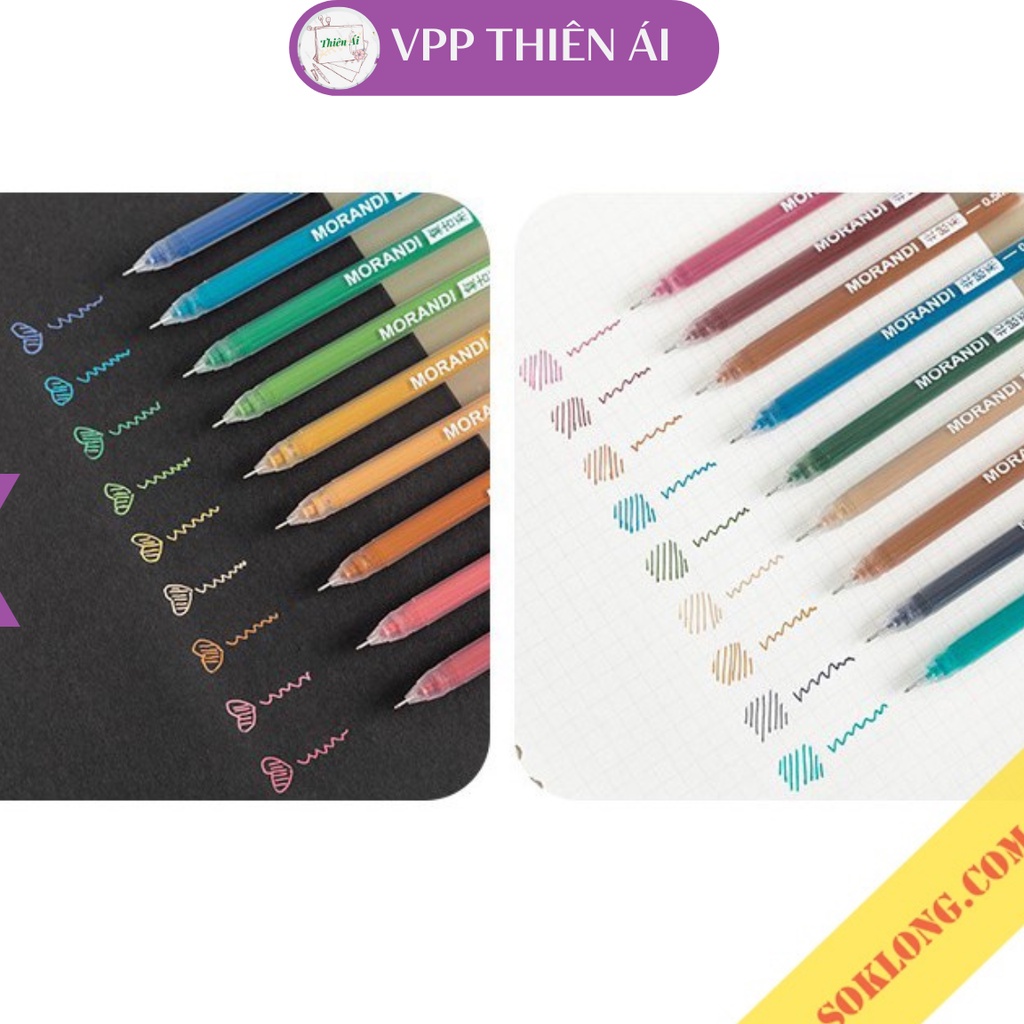Set 9 bút gel mực Morandi nhiều màu