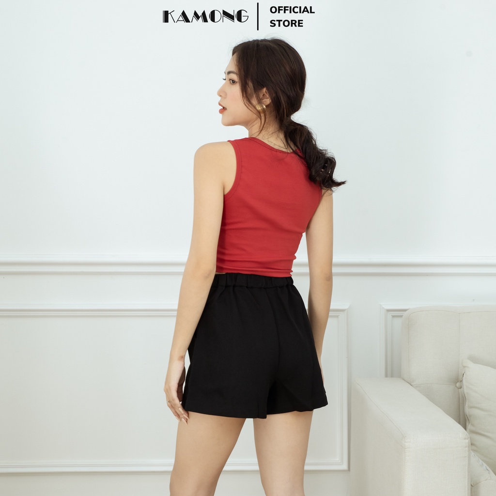 Áo ba lỗ croptop nữ KAMONG dáng áo 3 lỗ ôm chất liệu thun cotton 100% co dãn mạnh.