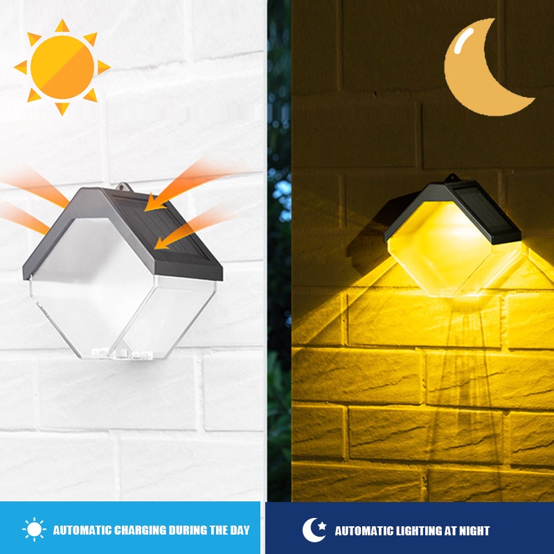 Đèn LED Treo Tường Cảm Biến Năng Lượng Mặt Trời Chống Nước Nhiều Màu Sắc Trang Trí Sân Vườn