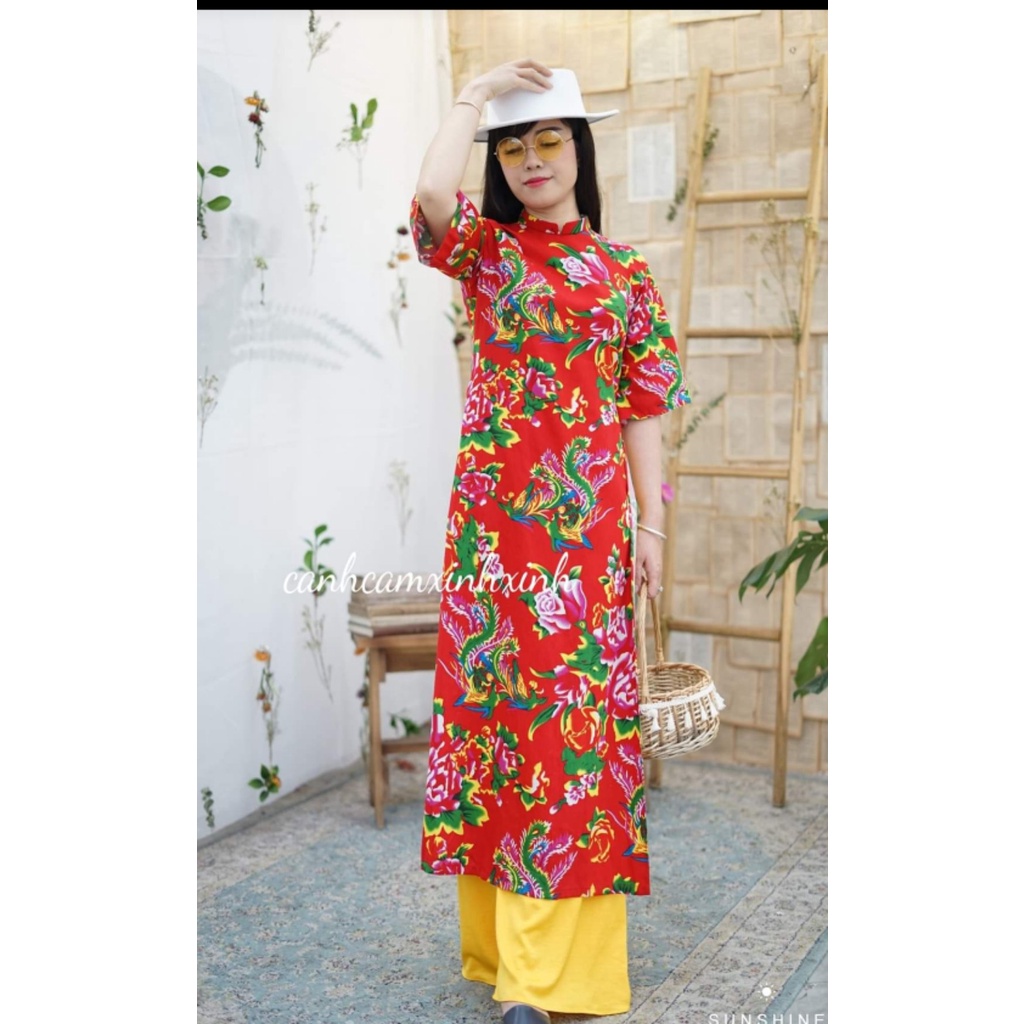 Áo chất liệu linen hoạ tiết đuôi công cao cấp, ảnh thật