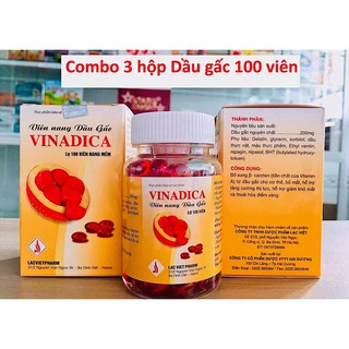 Combo 3 hộp Viên nang Dầu gấc Vinadica 100 viên