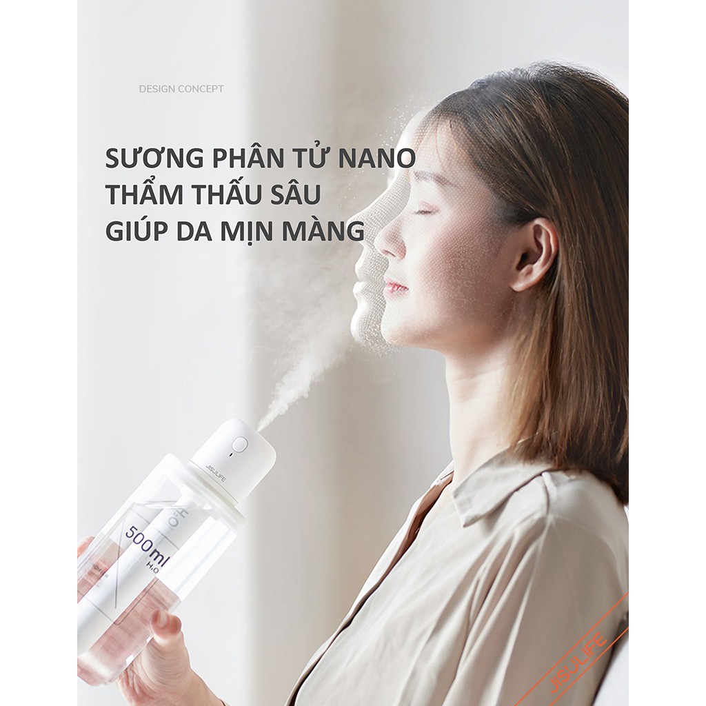 Máy phun sương Jisulife JB07,Tạo ẩm không khí làm tươi mát cho da Máy tạo độ ẩm không gian thư giãn, hoạt động nhiều giờ