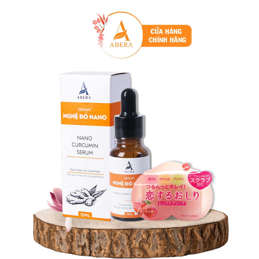 Serum Nghệ Đỏ Nano ABERA &amp; Xà Phòng Trái Đào Pelican Cho Vòng 3 Mịn Màng Quyến Rũ