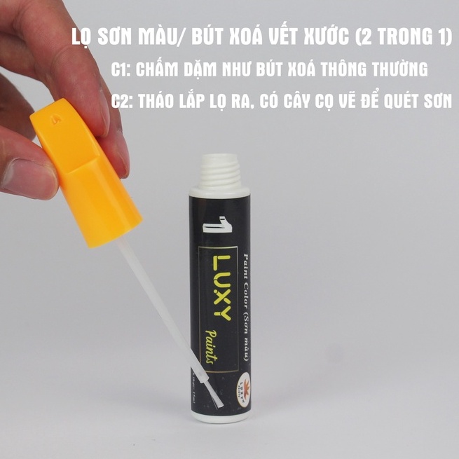 Bút xoá vết xước xe ô tô LUXYPAINTS đủ màu - Trắng xanh đen đỏ bạc vàng xám nâu màu chuẩn theo code và dễ sử dụng