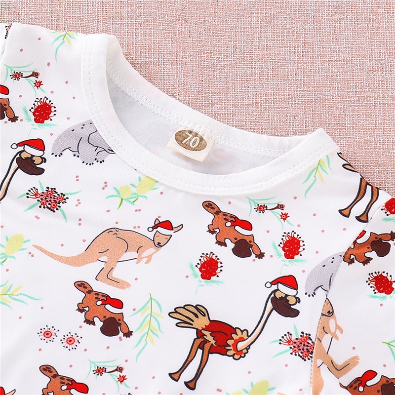 Bộ áo liền quần Mikrdoo dài tay in hình thú dễ thương Bodysuit cho bé trai 0-18 tháng tuổi