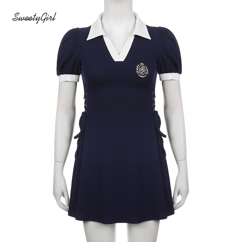 Đầm Midi Cổ Chữ V Tay Phồng Ngắn Màu Sắc Tương Phản 2022 Thời Trang Cho Nữ