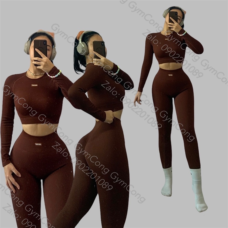 [Hàng Cao Cấp]Bộ đồ tập Botee Ribbed dài tay