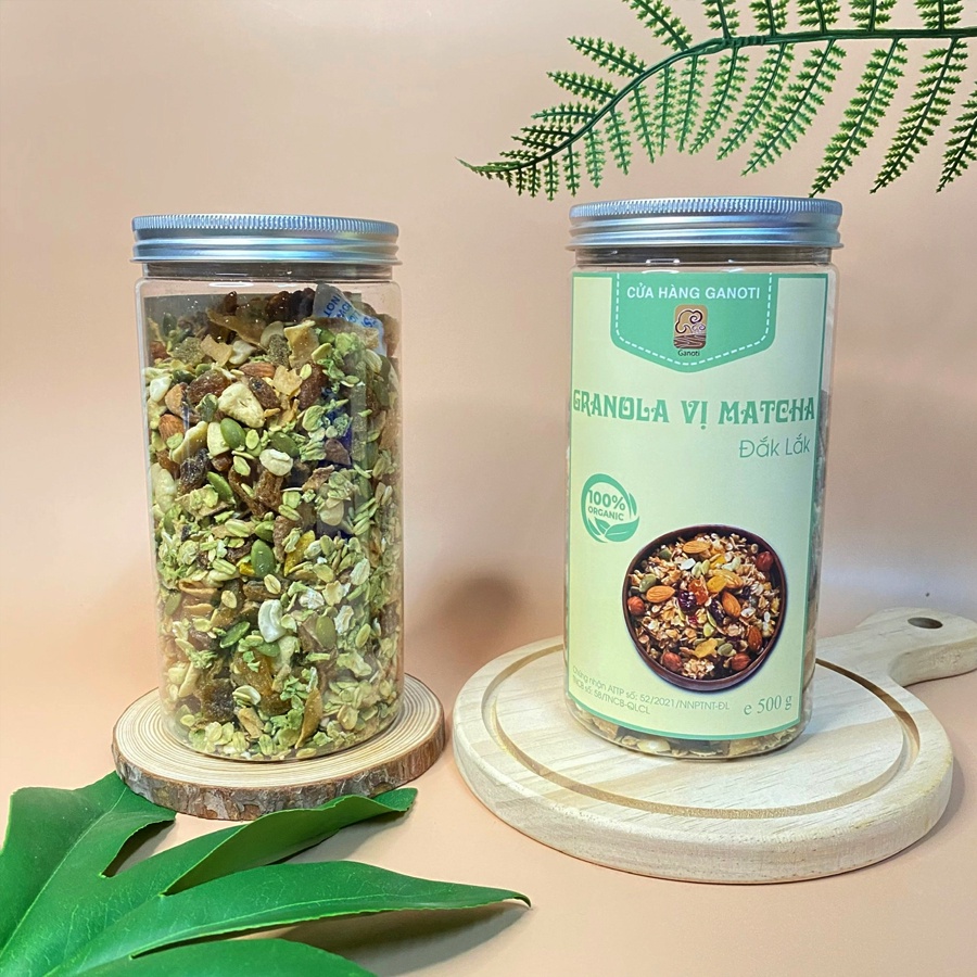 Hạt dinh dưỡng granola, các loại hạt dinh dưỡng GANOTI vị matcha mix 90% 7 loại hạt