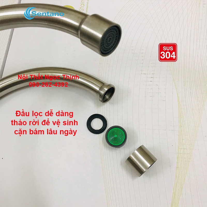 [NƯỚC MẠNH] Vòi rửa chén bát đơn - vòi chén đôi SENTANO mẫu VÒI LẠNH inox 304 xoay 360 tiện lợi
