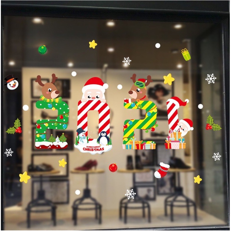Decal trang trí Noel Hít Tĩnh Điện - 2021 tuần lộc cùng noel