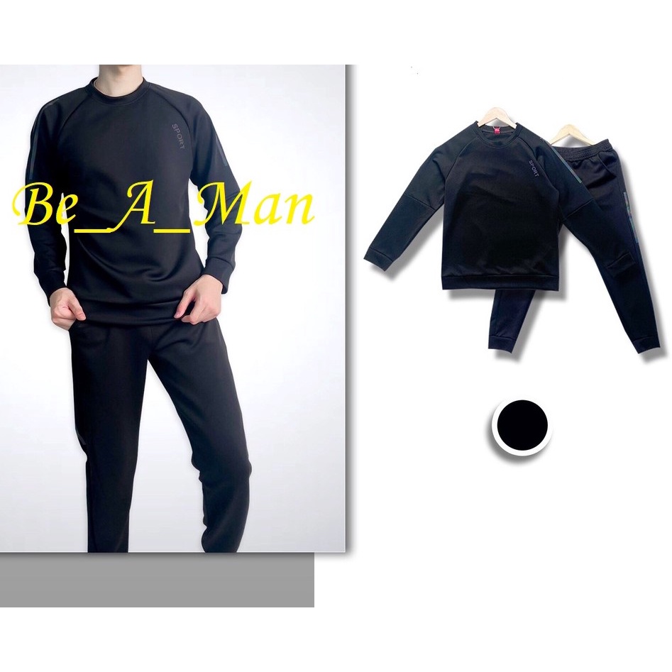 Bộ quần áo thể thao nam thu đông mẫu 2021 chữ sport BTT006