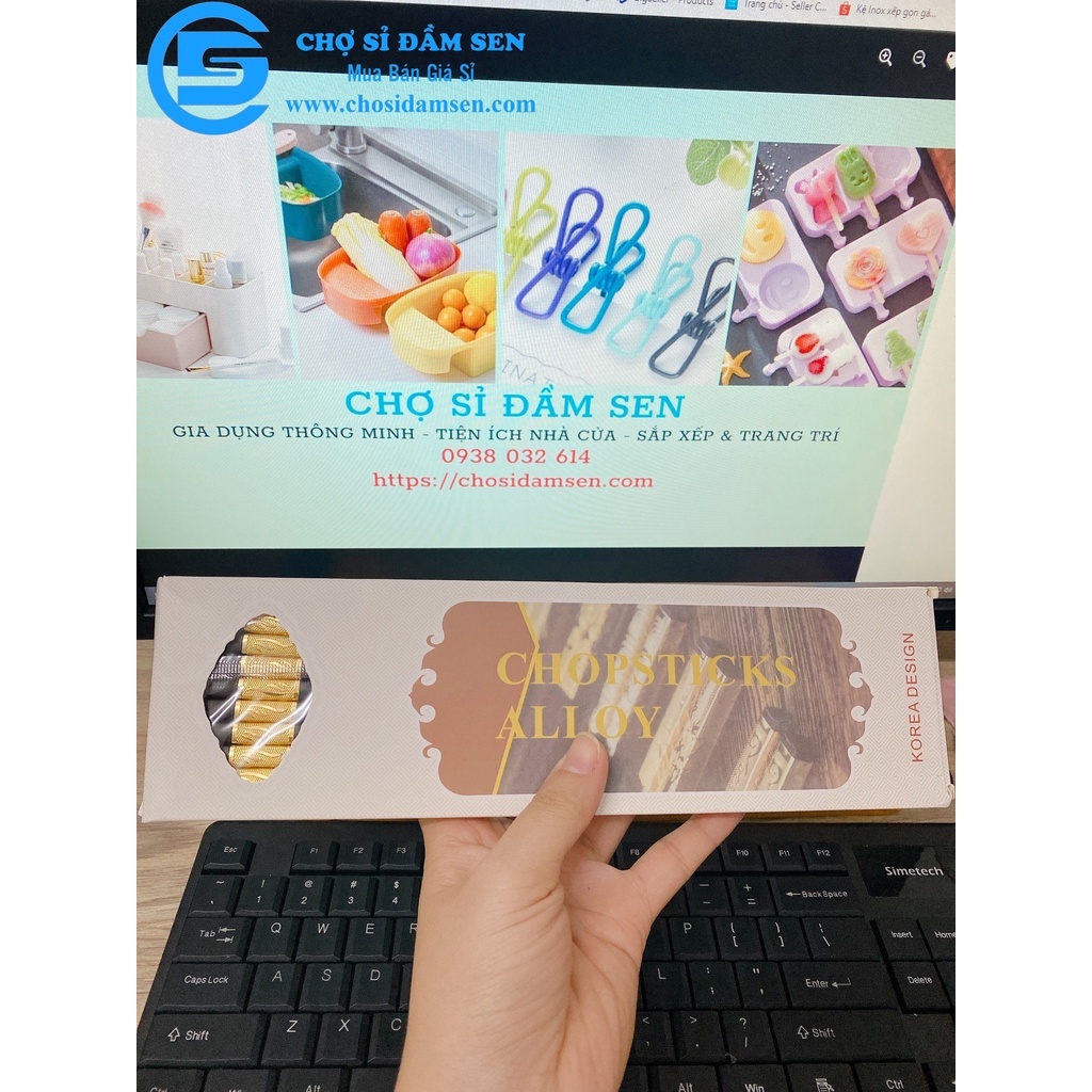 [HÀNG CAO CẤP]Bộ 10 đôi Đũa mạ vàng cao cấp, đũa quốc Chống Trơn-Chống Trượt-Chống Mốc-bền màu G314-Dua-Vang