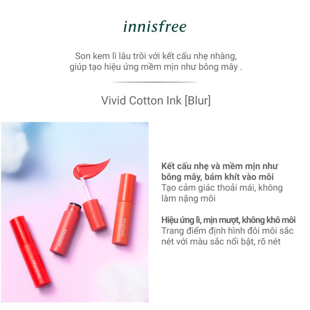 Son kem lì lâu trôi innisfree Vivid Cotton Ink Blur 4g | BigBuy360 - bigbuy360.vn