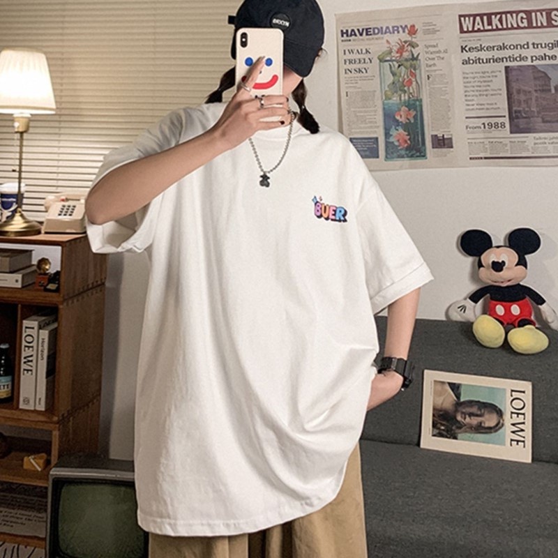 Áo phông nam tay lỡ cổ tròn form rộng streetwear thun unisex basic tee cotton teen oversize đen trắng giá rẻ BLANK