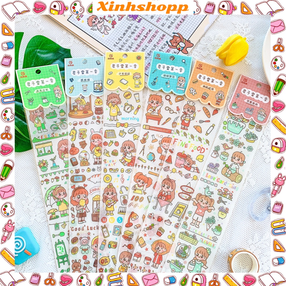 Sticker 39x6cm Cô Gái Nhỏ (Còn xanh lá + xanh dương)