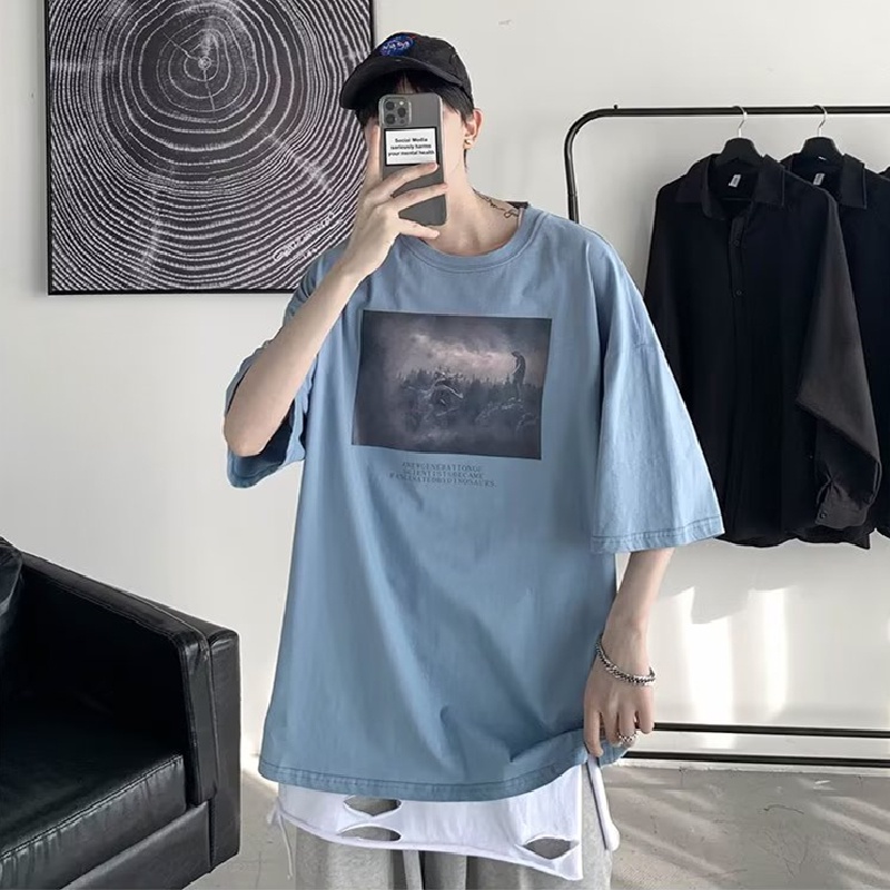 Áo Thun Tay Ngắn Dáng Rộng In Chữ Thời Trang Mùa Hè Phong Cách Hàn Quốc Cho Nam Và Nữ Size M-8XL