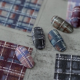 Sticker kẻ dạ tweed style Hàn Quốc trang trí móng